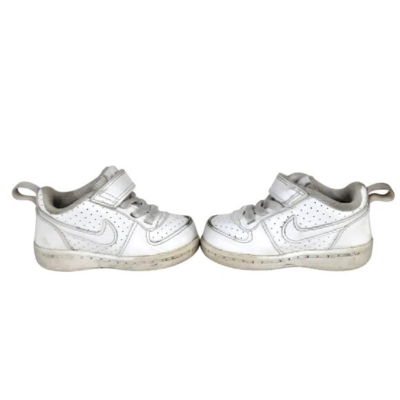 Nike Court Borough Low Top White Leather Sneaker Hook Loop Toddler 3 Basketball - Picture 6 of 8